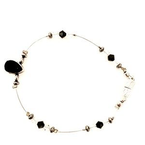 Bracelet. Silver Tone with Crystal Beads.